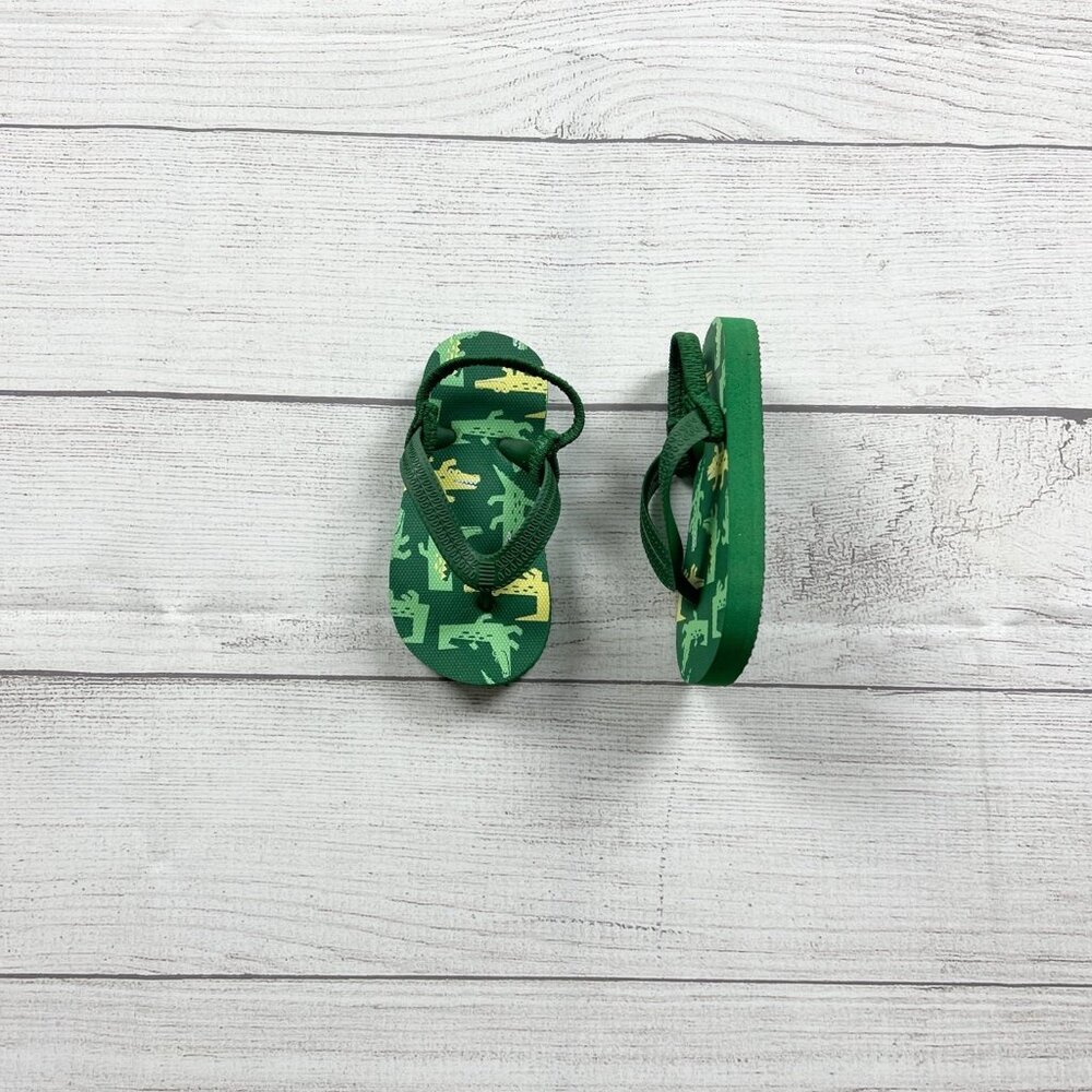 Cat & Jack Toddler Flip Flops Alligator Crocodile Print Sandals Summer 5-6
